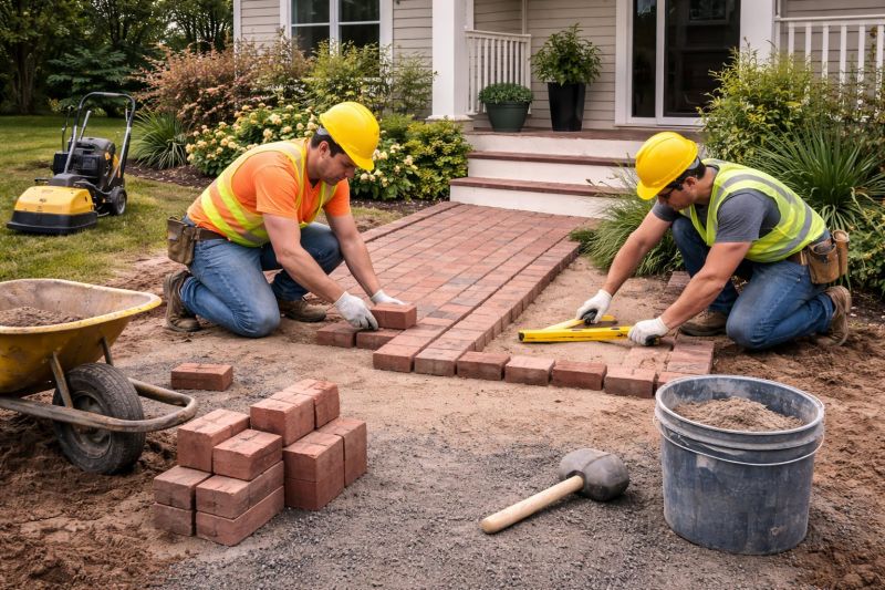 Brick Border Installation in West Hartford, CT